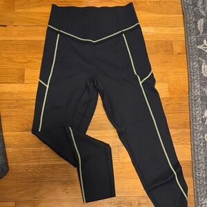 Black Vitality Leggings with neon stitching